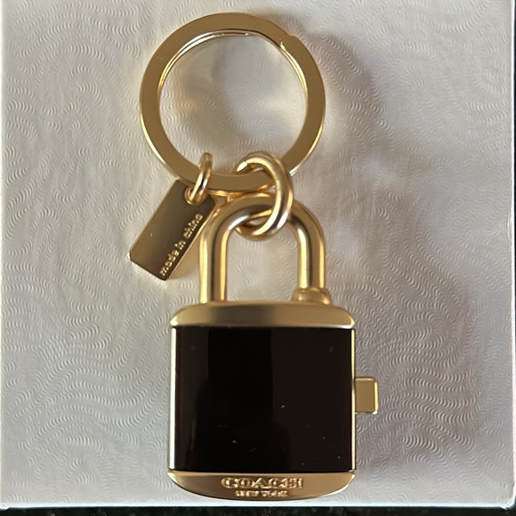 COACH Black and Gold Padlock Keychain/Bag Charm - Picture 4 of 5